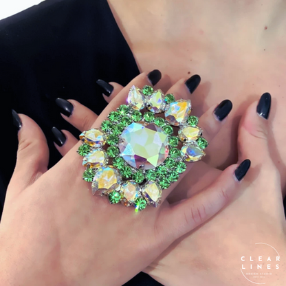 Aurora bloom Crystal Cocktail Ring