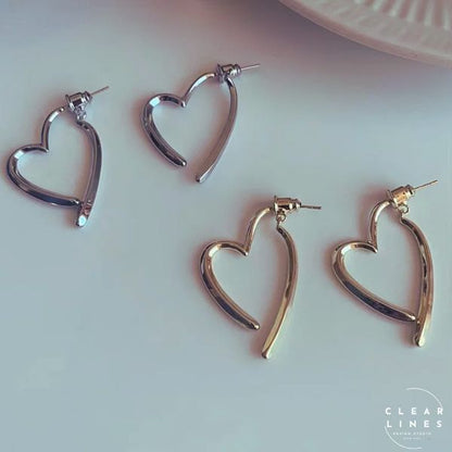 New Love Earrings Gold Heart Drop Silver Earring for Her Y2K Jewelry