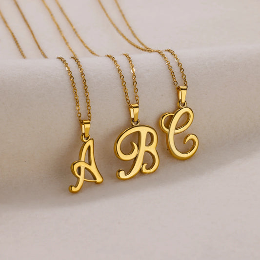 Initials Necklaces for Women Gold Color Chains Letter Necklaces Alphabet Pendant Stainless Steel Jewelry Free Shipping collar