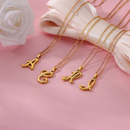 Initials Necklaces for Women Gold Color Chains Letter Necklaces Alphabet Pendant Stainless Steel Jewelry Free Shipping collar