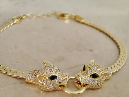 Gold Leopard Zircon Bangles Luxury 18K Panther Jewelry Elegant Animal Panther Print Bracelets Clearlinesjewelry