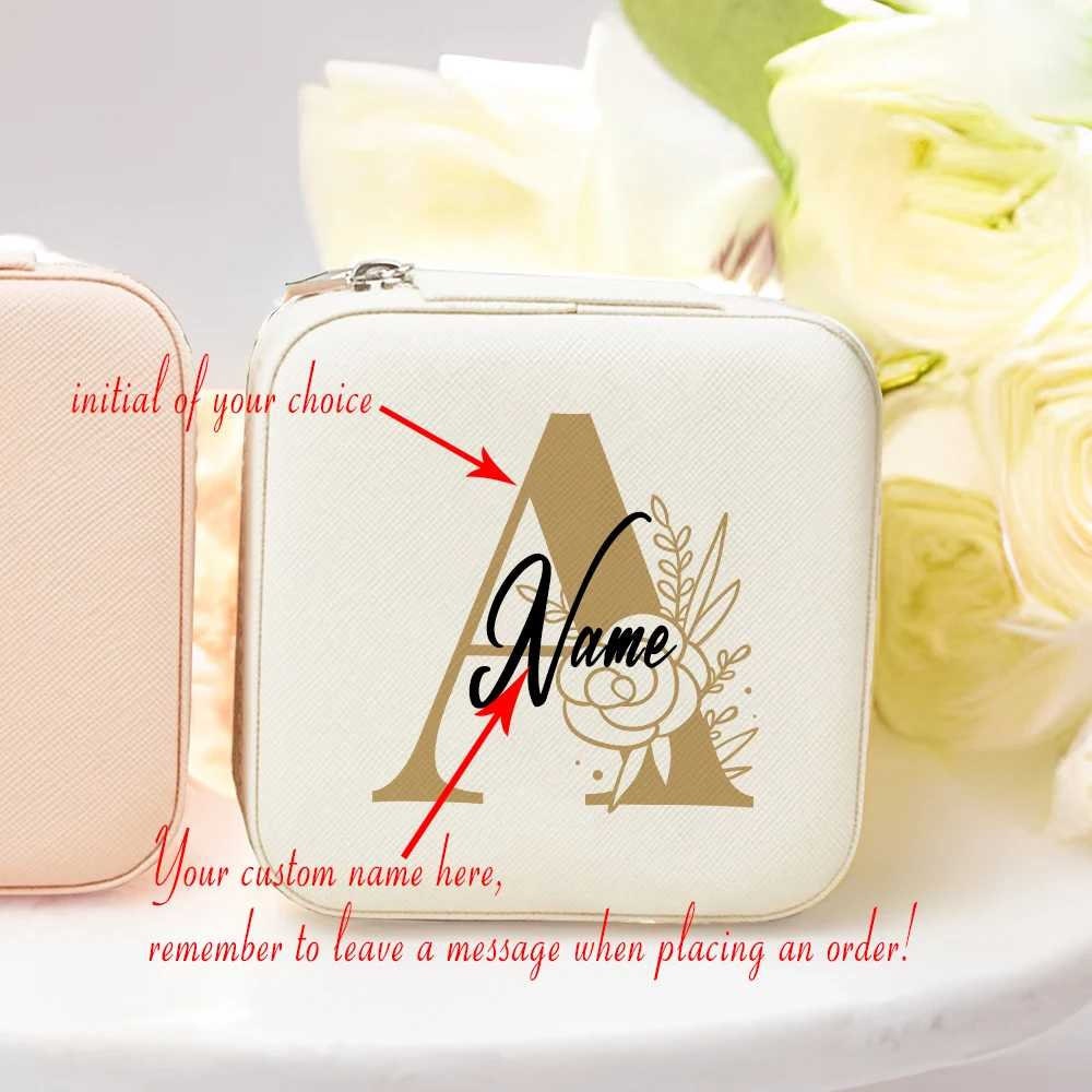 Personalized Initial Jewellery Boxes Custom Name Wedding Bridesmaid Proposal Gifts for Her Wedding Favor Jewellery Box Zipper Mothers Day