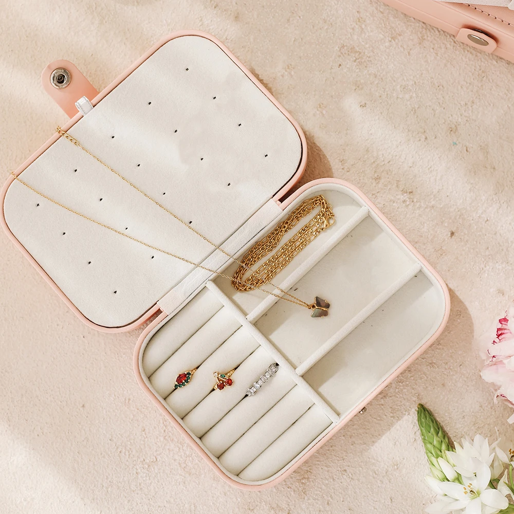 Personalized Initial Jewelry Boxes Large Capacity Button Jewelry Box Custom Name Jewelry Organizer Display Travel Jewelry Case